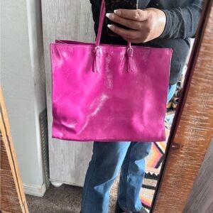 Talbots Fuchsia Leather Tote Bag